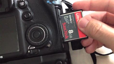How to install a Compact Flash Memory Card in a Canon 7D DSLR.